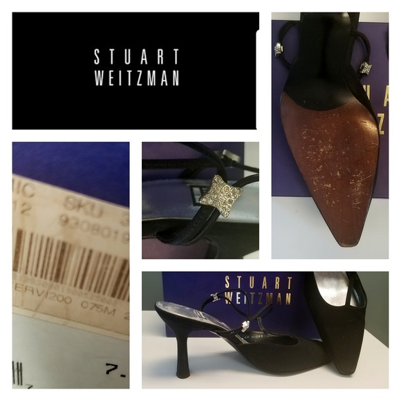 Stuart Weitzman Satin Swarovski Slingbacks - Picture 3 of 8